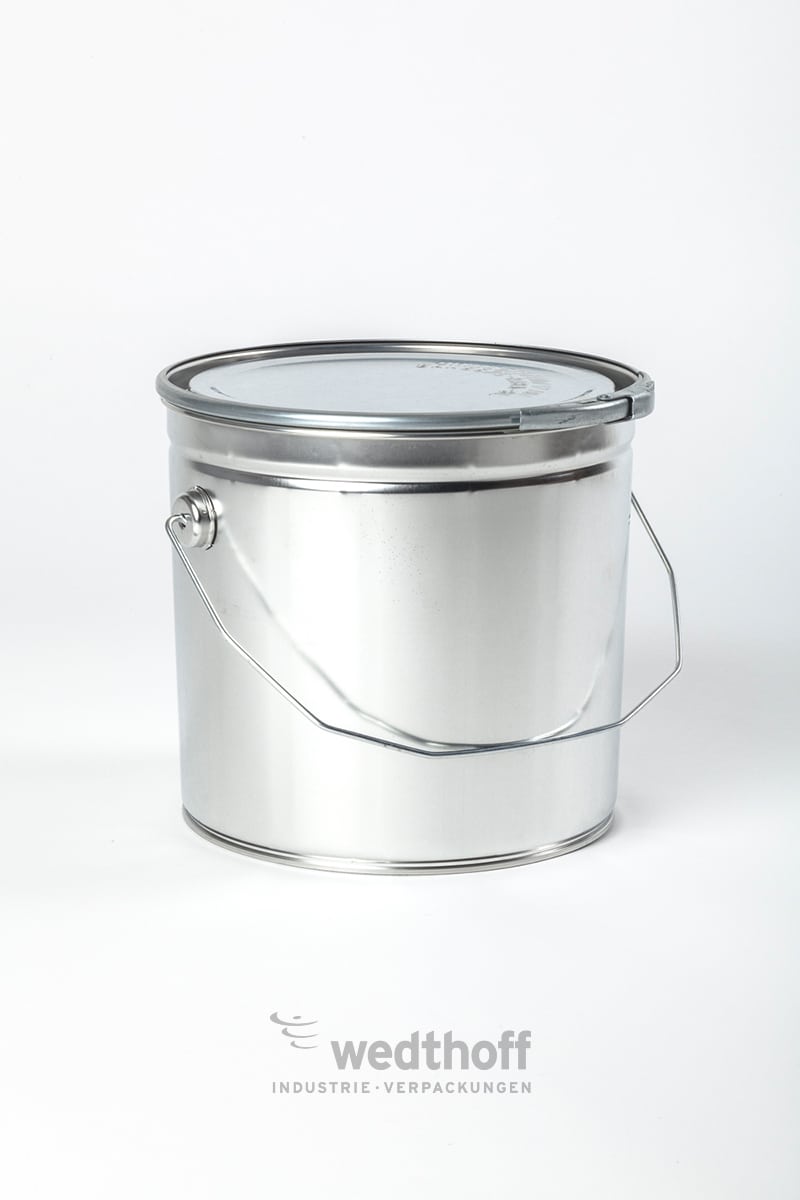 Weißblecheimer mit Deckel und Spannring, 2,5 bis 30 Liter, Henkel bzw. Fallgriffe